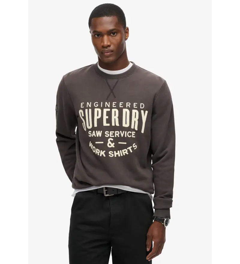 per uomo M2013978A Felpa da lavoro nera con applicazione (S), Nero, Casual, Cotone