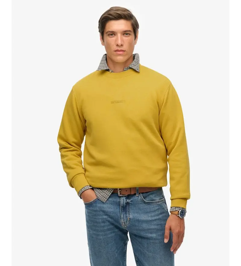 per uomo M2014007A Felpa con micro logo giallo (L), Casual, Cotone