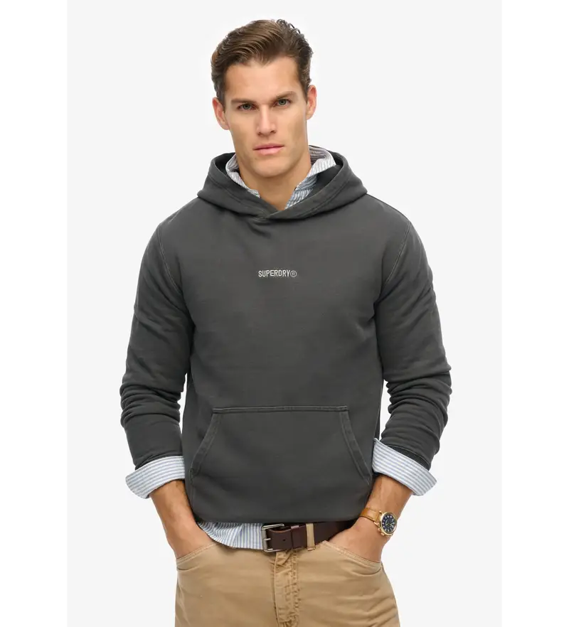per uomo M2014031A Felpa con cappuccio grigia con micro logo (S), Casual, Grigio, Cotone
