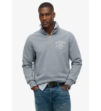 per uomo M2014089A Felpa con mezza zip Athletic Ess blu (M), Casual, Poliestere