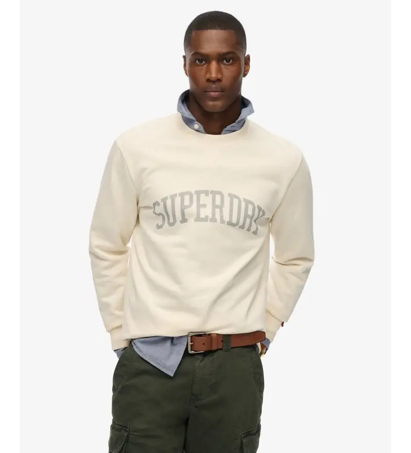 per uomo M2014090A Felpa Athletic Ess Crew, bianco sporco (M), Casual, Cotone, Manica lunga