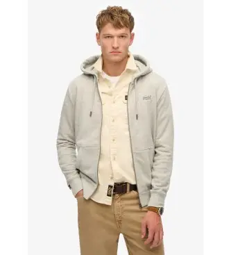 per uomo M2014128A Felpa con cappuccio e zip con logo Essential in grigio (L), Casual, Cotone