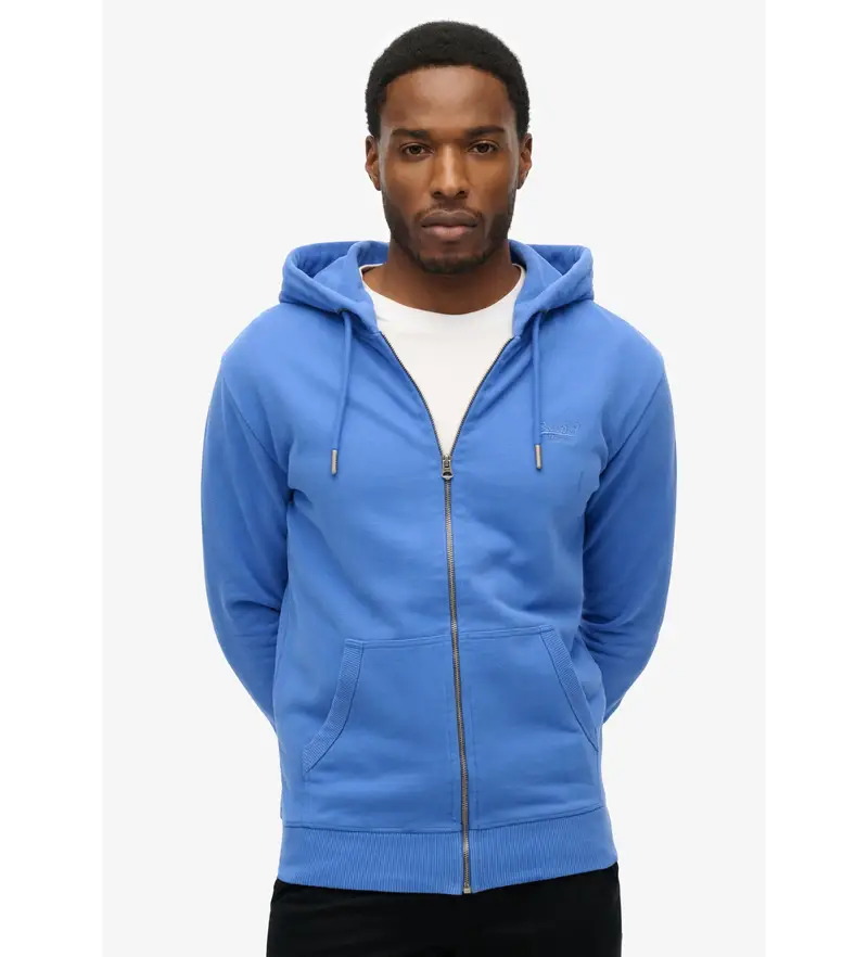per uomo M2014128A Felpa con cappuccio Essential Logo Zip-Up Blu (S), Casual, Cotone