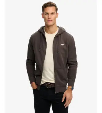 per uomo M2014128A Felpa con zip e logo Essential, grigio scuro (M), Casual, Cotone