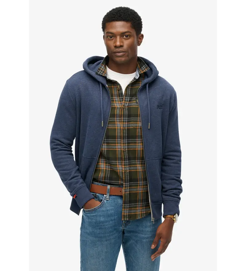 per uomo M2014128A Felpa con zip Essential blu navy (M), Casual, Cotone