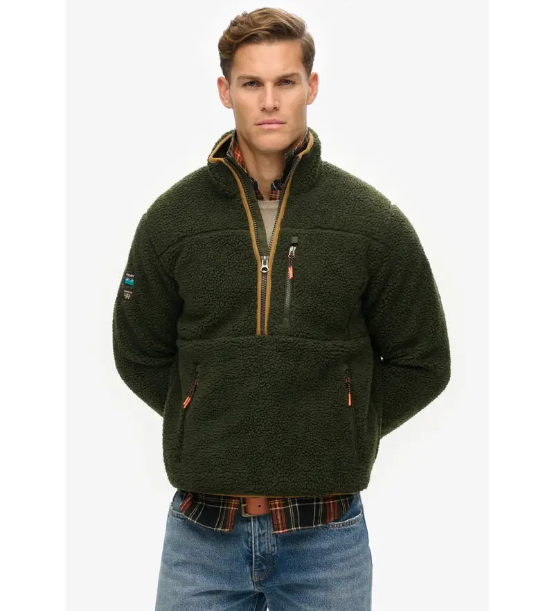per uomo. M2014149A Polar Half Zip Outdoor verde (XL), Casual, Poliestere