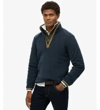 per uomo M2014151A Felpa con mezza zip blu navy Estate (S), Casual, Polister riciclato, Sostenibile