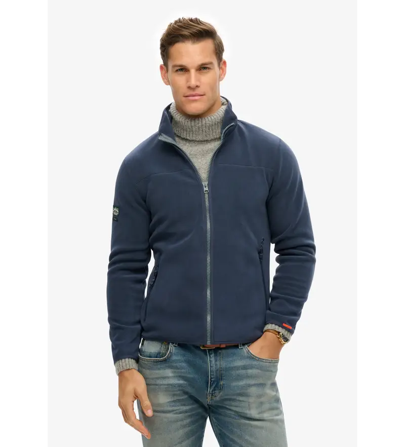 per uomo M2014152A Pile attivo marino (S), Casual, Poliestere, Navy Naturale