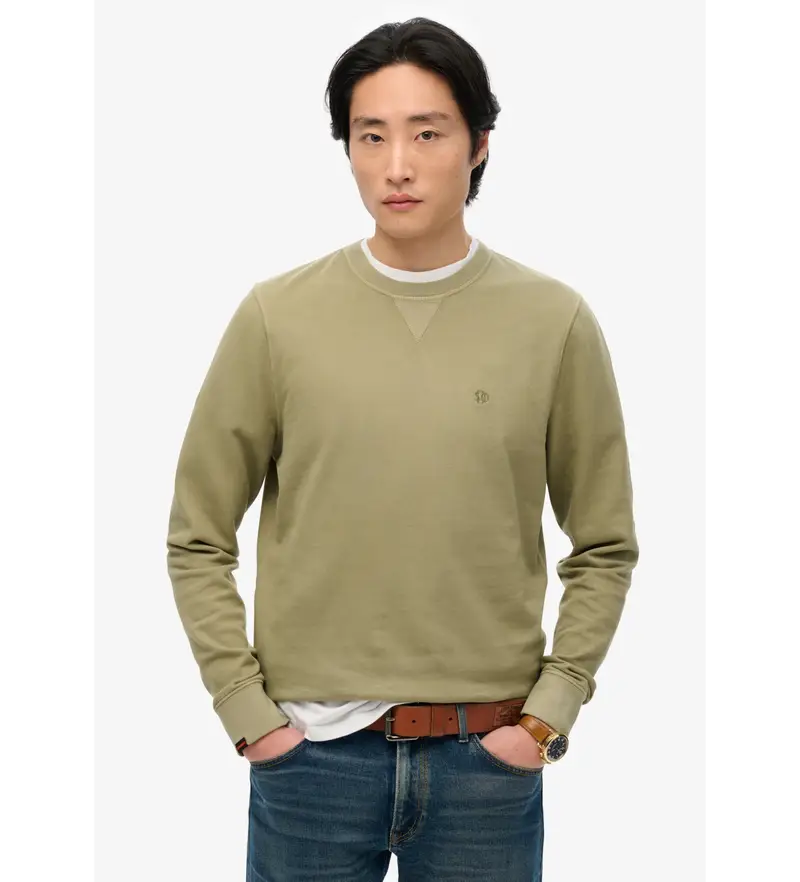 per uomo. M2014174A Felpa verde classica essenziale (S), Casual, Cotone