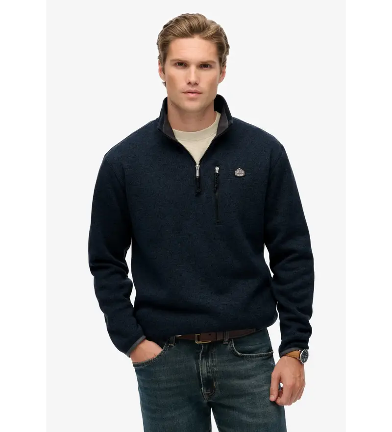 per uomo M2014257A Felpa con mezza zip Navy Storm (XXL), Casual, Poliestere Blu