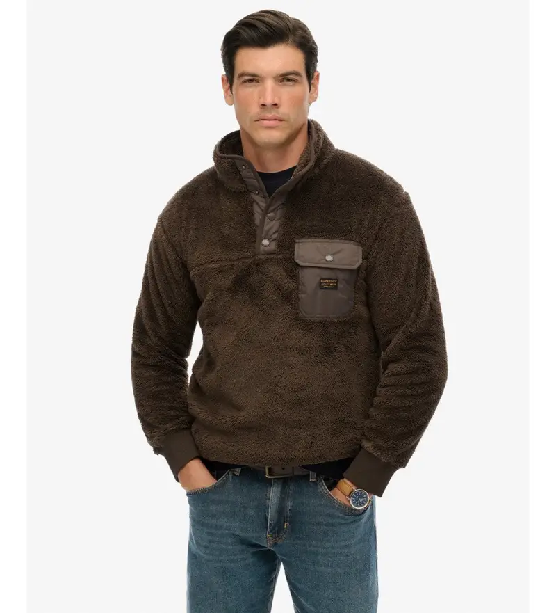 per uomo M2014258A Pile Polar High Pile Half Zip marrone (S), Casual, Poliestere