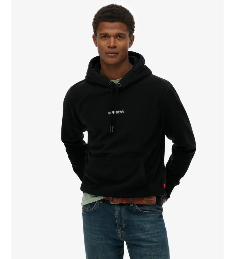 per uomo M2014259A Felpa nera con micro logo (XL), Nero, Casual, Polister riciclato, Sostenibile