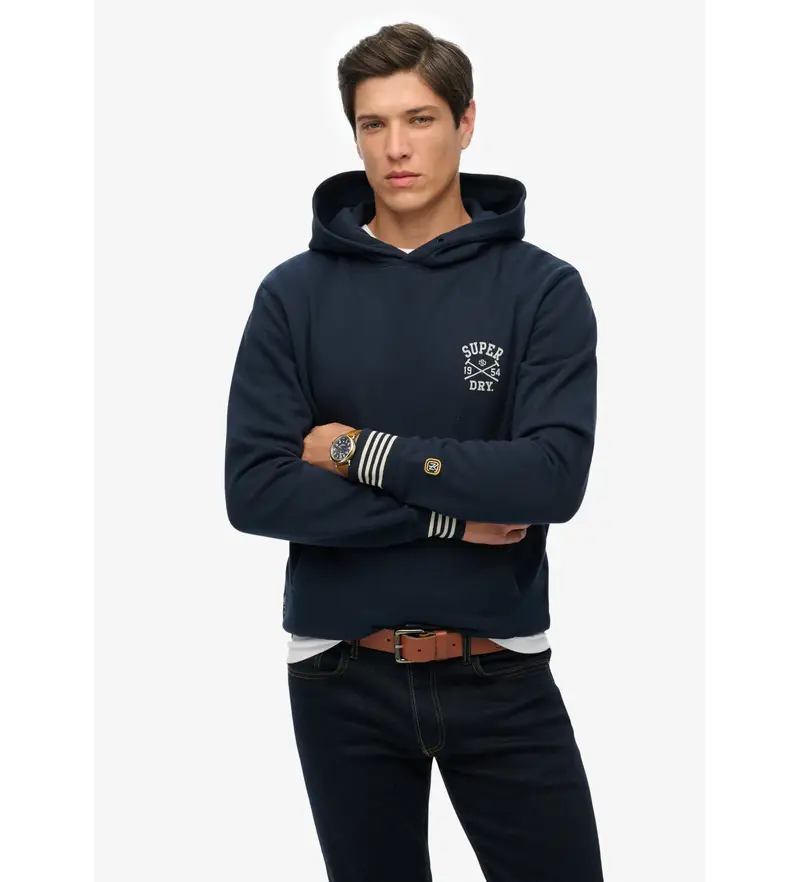 per uomo. M2014280A Felpa verde con cappuccio Athletic Club (L), Casual, Cotone, Manica lunga, Navy