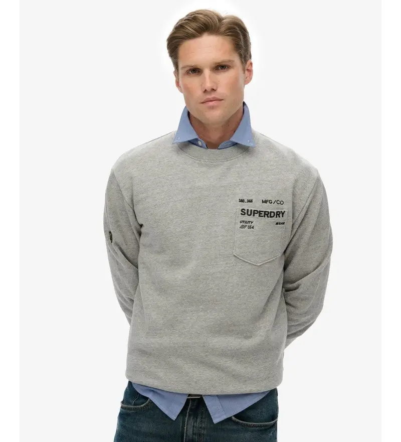 per uomo M2014294A Felpa grigia comoda e comoda (L), Casual, Grigio, Cotone