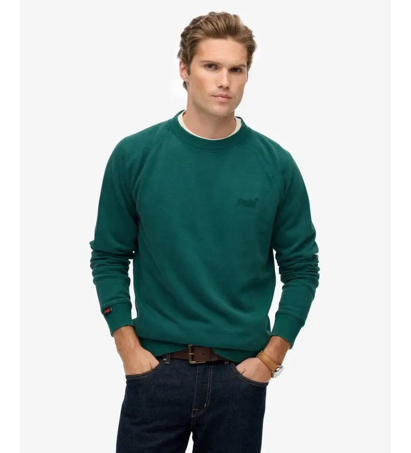 per uomo. M2014307A Felpa Essential Logo Raglan in verde (XXL), Casual, Cotone