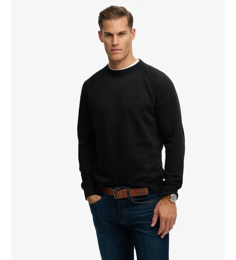 per uomo M2014307A Felpa Essential Logo Raglan, nera (S), Nero, Casual, Cotone