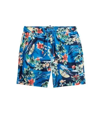 per uomo M3010232A Costume da bagno blu con stampa hawaiana riciclata (XXL), Beachwear, Polister riciclato, Sostenibile