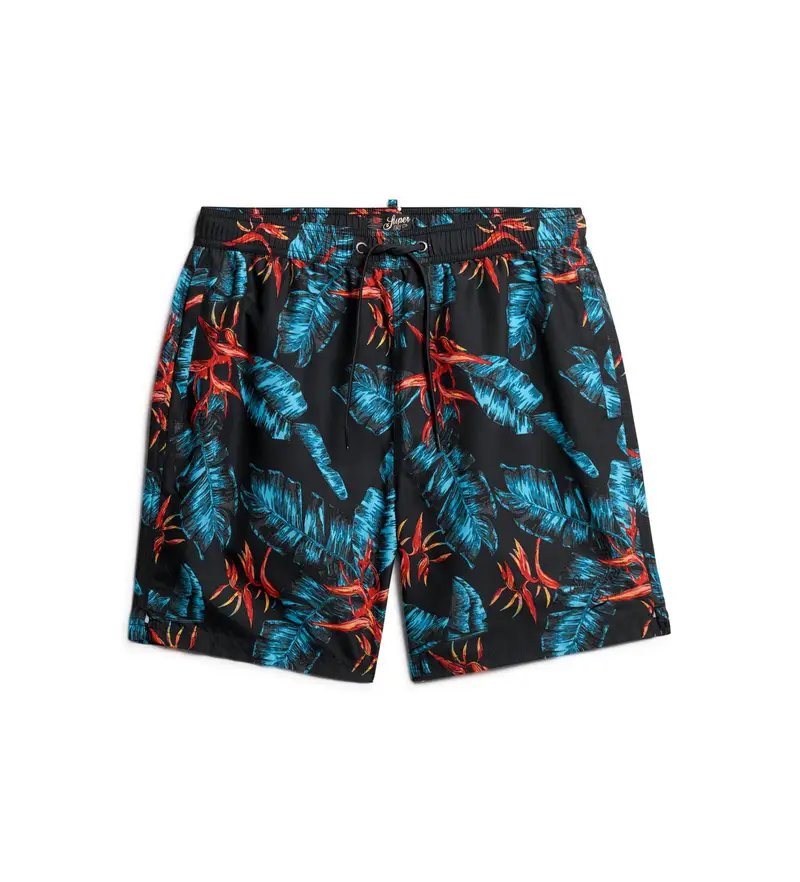 per uomo M3010232A Costume da bagno con stampa hawaiana blu scuro (M), Beachwear, Polister riciclato, Sostenibile, Navy