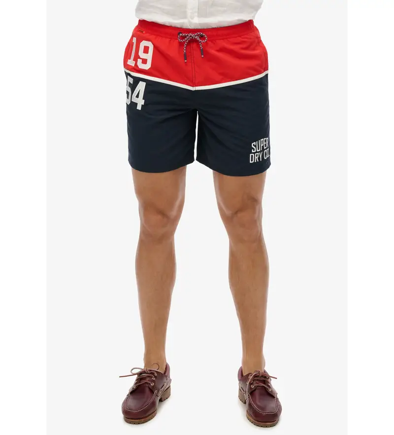 per uomo M3010249A Costume da bagno con logo nautico da 17" (S), Beachwear, Polister riciclato, Sostenibile, Navy