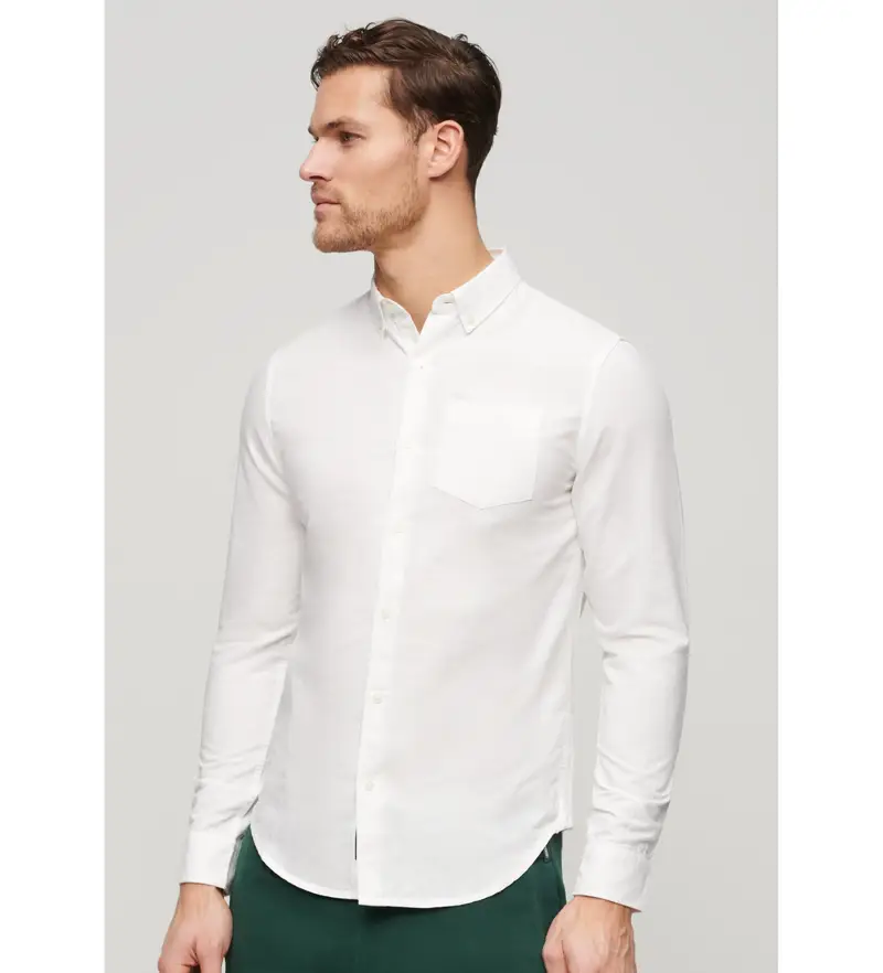 per uomo M4010696A Camicia Studios in lino bianco (S), Casual, Manica lunga