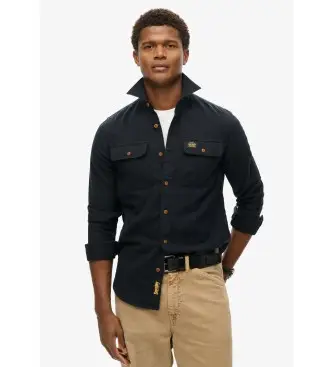 per uomo M4010723A Camicia da lavoro in flanella nera (L), Nero, Casual, Manica lunga, Cotone biologico, Sostenibile