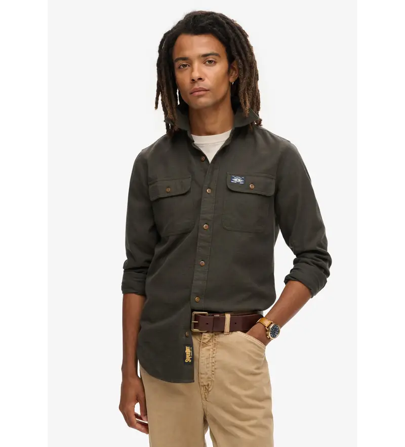 per uomo. M4010723A Camicia da lavoro in flanella verde (XXL), Casual, Manica lunga, Cotone biologico, Sostenibile