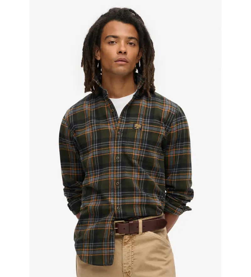 per uomo. M4010727A Camicia da boscaiolo verde (XXL), Casual, Cotone, Manica lunga