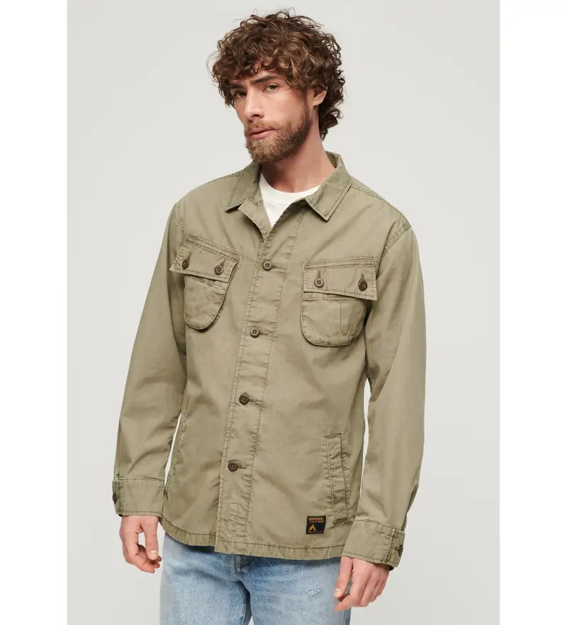 per uomo. M4010729A Giacca militare verde (S), Casual, Cotone, Manica lunga