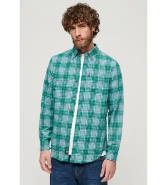 per uomo M4010737A Camicia a quadri vintage verde (L), Casual, Cotone, Manica lunga