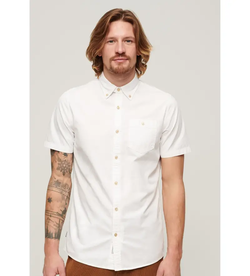 per uomo M4010768A Camicia a maniche corte bianca del Merchant Store (S), Bianco, Casual, Manica corta, Cotone biologico, Sostenib
