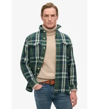 per uomo M4010865A Camicia a quadri pesanti del Merchant Store verde (XL), Casual, Cotone, Manica lunga