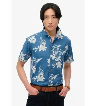 per uomo M4010936A Camicia Blue Loom (S), Casual, Cotone, Manica corta Blu