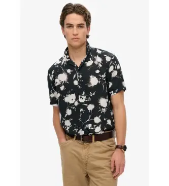 per uomo M4010941A Maglietta nera a maniche corte stampata (S), Nero, Casual, Modal, Manica corta Floreale