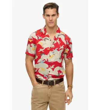 per uomo M4010945A Camicia hawaiana Merchant Store rossa (L), Rosso, Casual, Modal, Manica corta