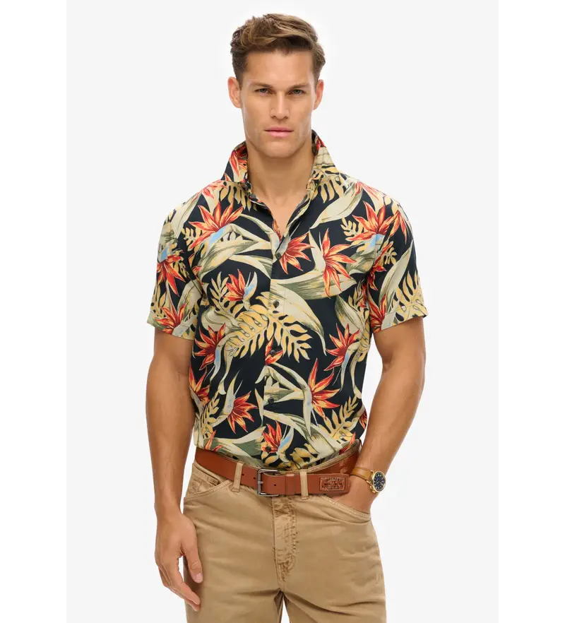 Superdry Maglia uomo con stampa hawaiana blu navy