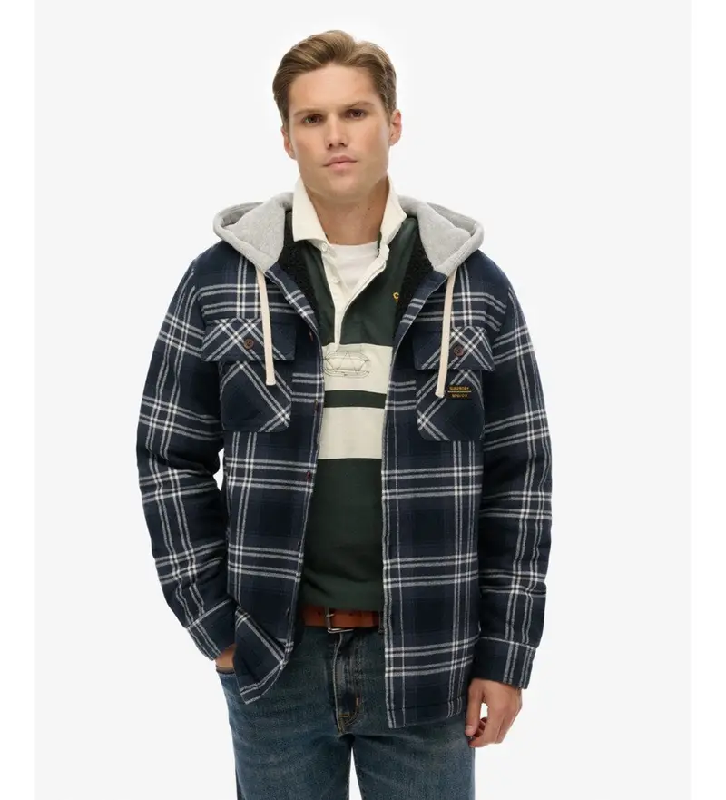 Superdry Giacca casual blu navy uomo in cotone