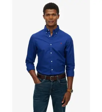 per uomo M4011037A Camicia classica Oxford blu (S), Casual, Cotone, Classico, Manica lunga