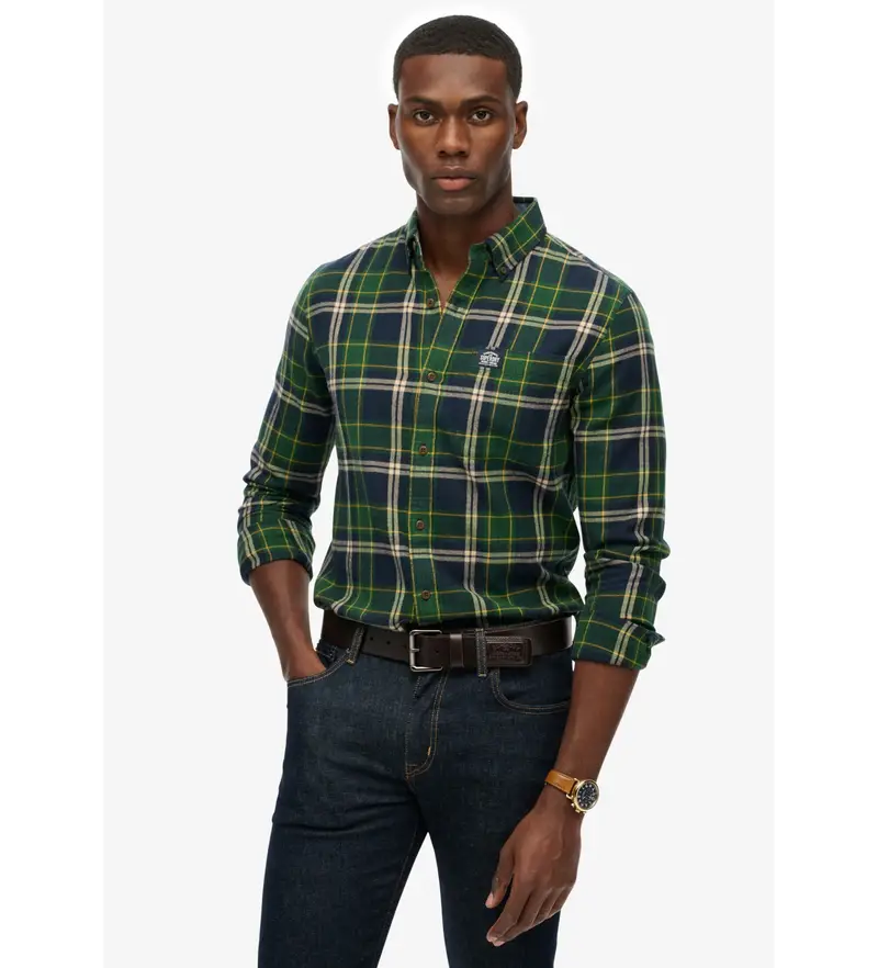 per uomo. M4011047A Camicia da boscaiolo verde (M), Casual, Cotone, Manica lunga