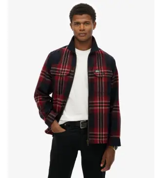 per uomo M4011063A Giacca-camicia con zip Miller in lana, rossa (XL), Rosso, Casual Blu