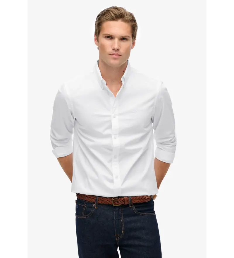 per uomo M4011064A Camicia bianca Essentials Tailored Lite (L), Bianco, Cotone, Classico, Manica lunga
