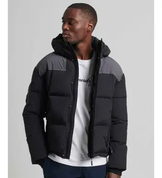 per uomo M5011519A Giacca imbottita nera dal taglio quadrato con cappuccio (XL), Nero, Casual, Poliestere, Sostenibile