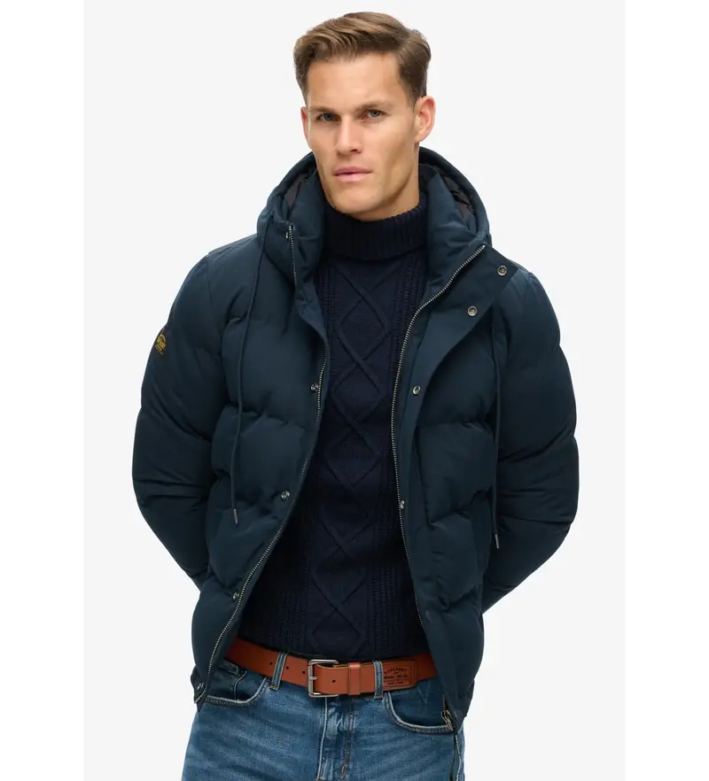 per uomo M5011743A Giacca imbottita con cappuccio Everest blu scuro (XXL), Casual, Polister riciclato, Sostenibile, Navy