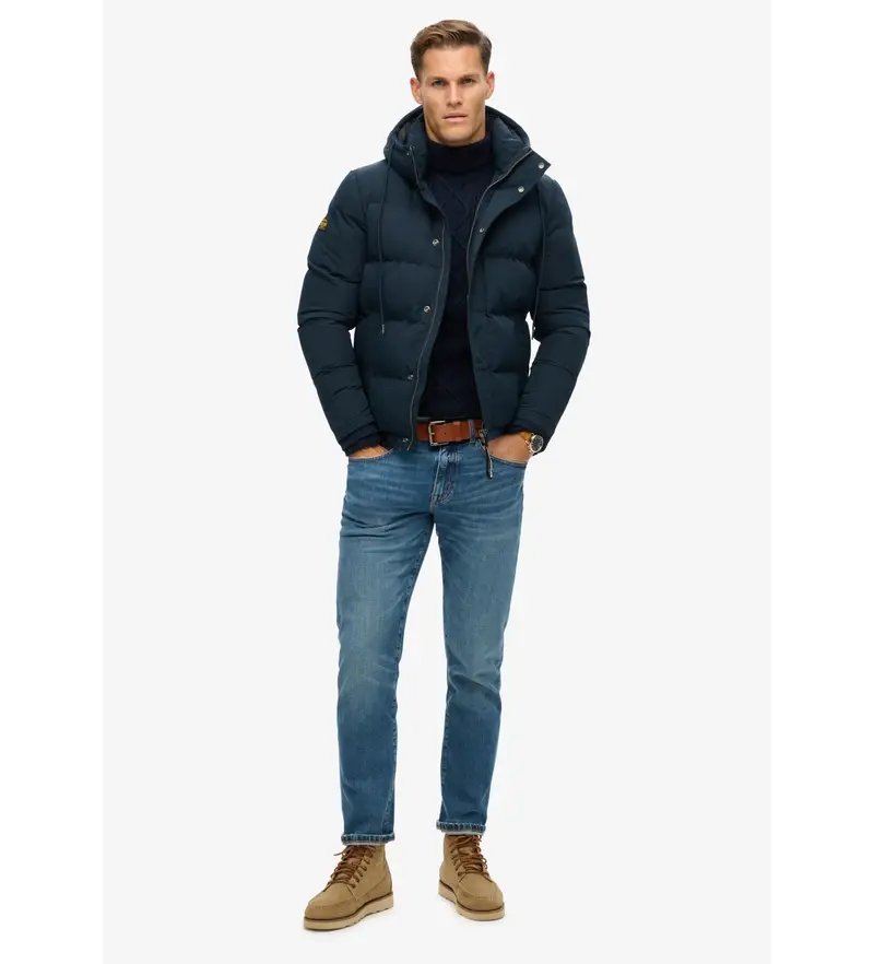 Superdry Giacca trapuntata Everest blu navy con cappuccio per uomo