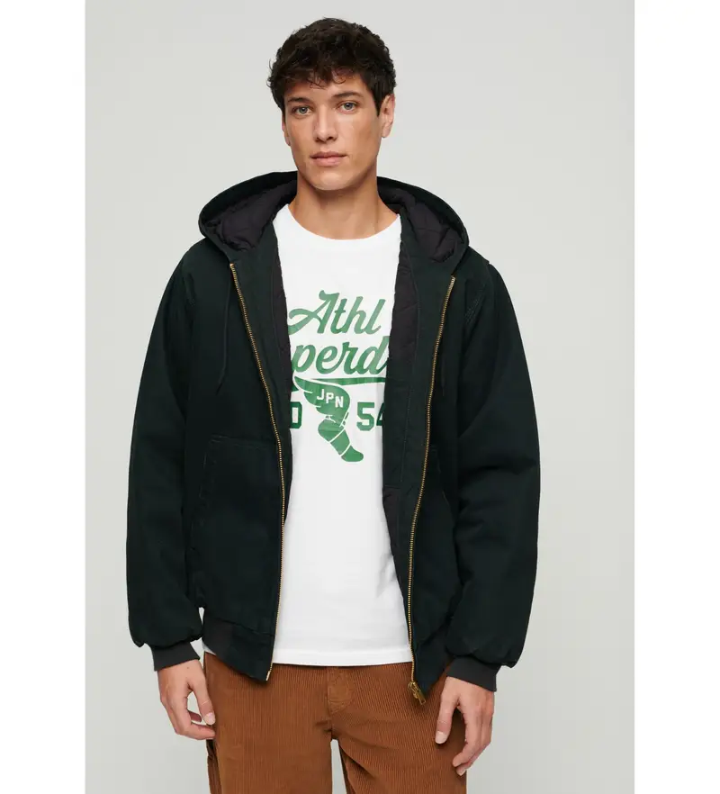 per uomo. M5011881A Giubbotto bomber con cappuccio verde surplus (XL), Casual, Cotone, Manica lunga