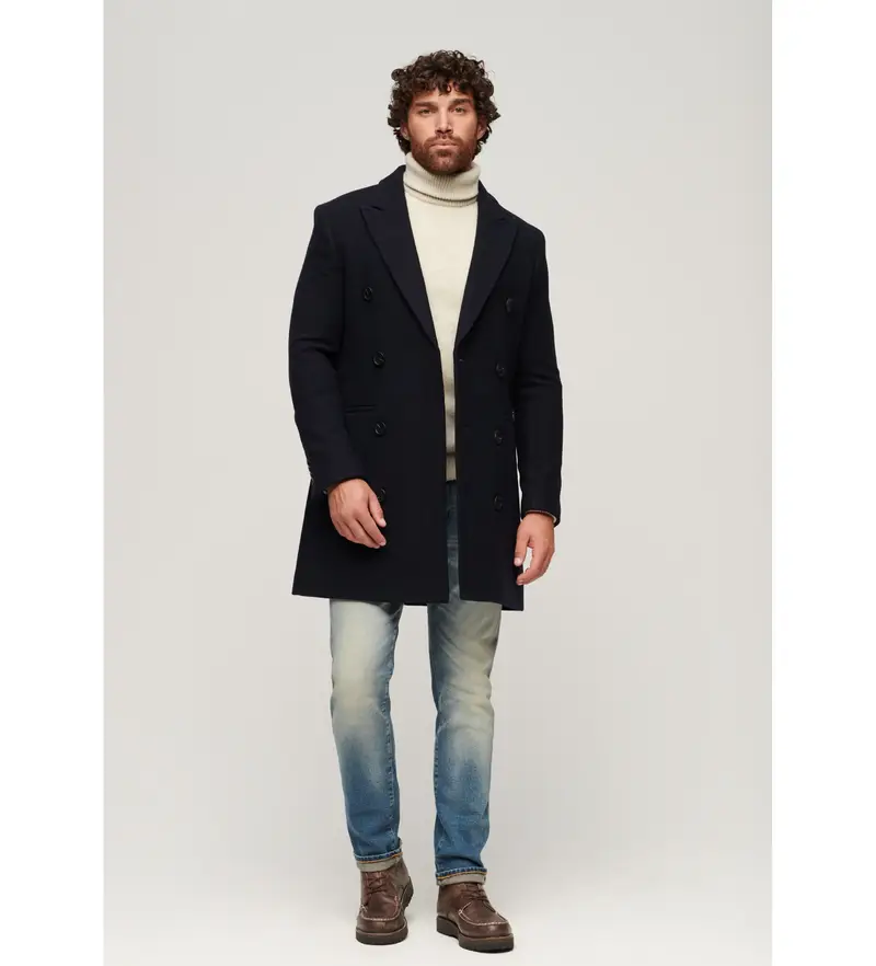per uomo M5011885A Cappotto blu navy del Town Merchant Store (XXL), Casual, Lana, Manica lunga