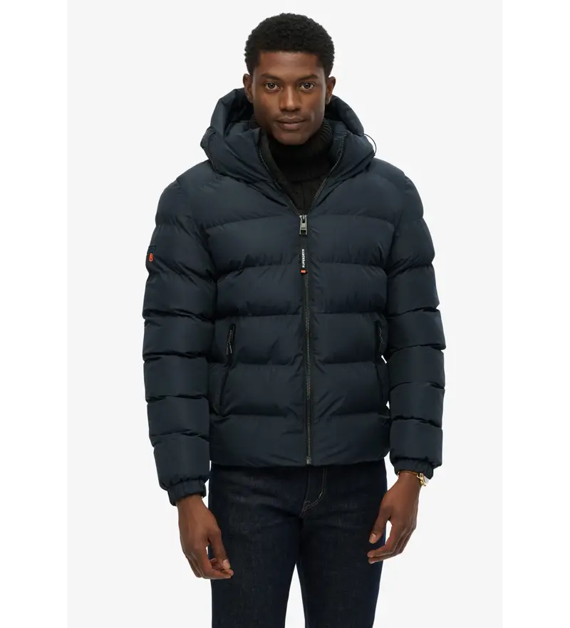 per uomo M5011905A Giacca sportiva imbottita con cappuccio blu navy (3XL), Casual, Poliestere