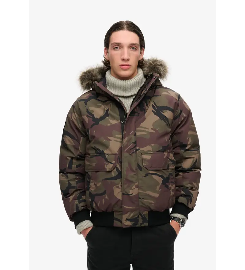 per uomo M5011930A Bomber Everest in finta pelliccia mimetica (XL), Casual, Mimetico