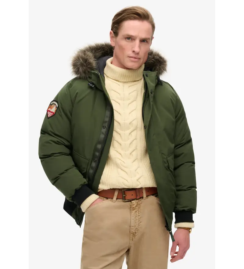 per uomo M5011930A Bomber Everest in pelliccia sintetica verde (M), Casual, Polister riciclato, Sostenibile