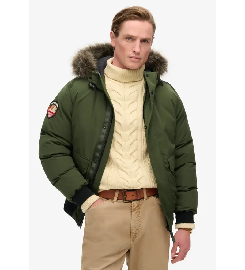 per uomo M5011930A Bomber Everest in pelliccia sintetica verde (S), Casual, Polister riciclato
