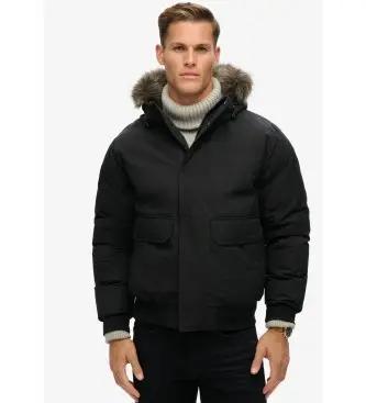 per uomo M5011930A Giubbotto bomber in pelliccia sintetica nera Everest (L), Nero, Casual, Polister riciclato, Sostenibile